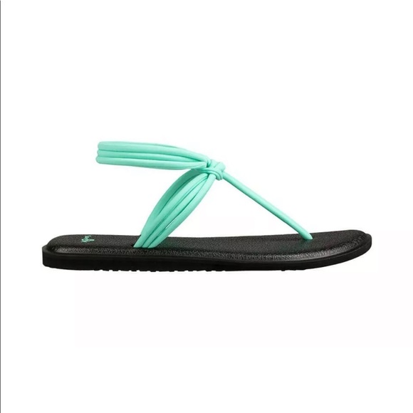 Sanuk 11 Women's Yoga Mat Sunshine Beach Sandal Flip-Flops Green Knotted - Picture 5 of 5